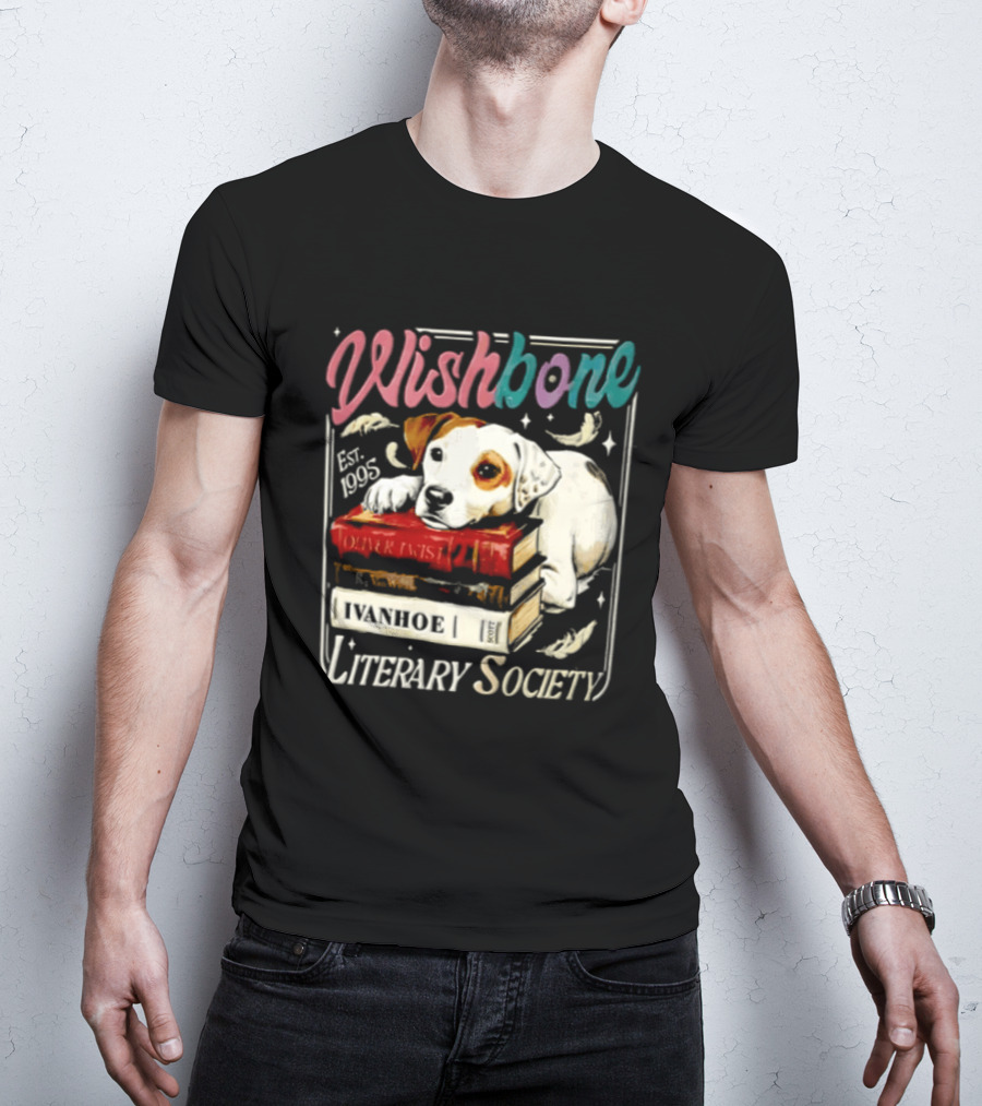Wishbone Jack Russell Terrier Literary Society Ivanhoe Aaron Twist Books T-Shirt