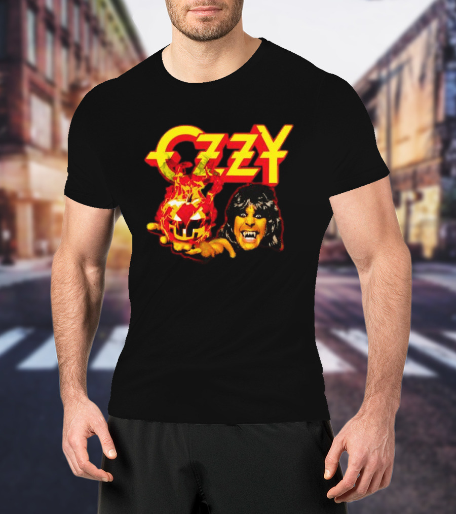 Ozzy Osbourne Halloween Pumpkin Fiery Face T-Shirt