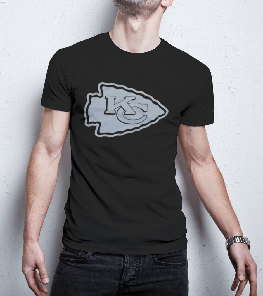 Kansas City Chiefs KC Arrowhead Blackout Vintage '72 Football T-Shirt