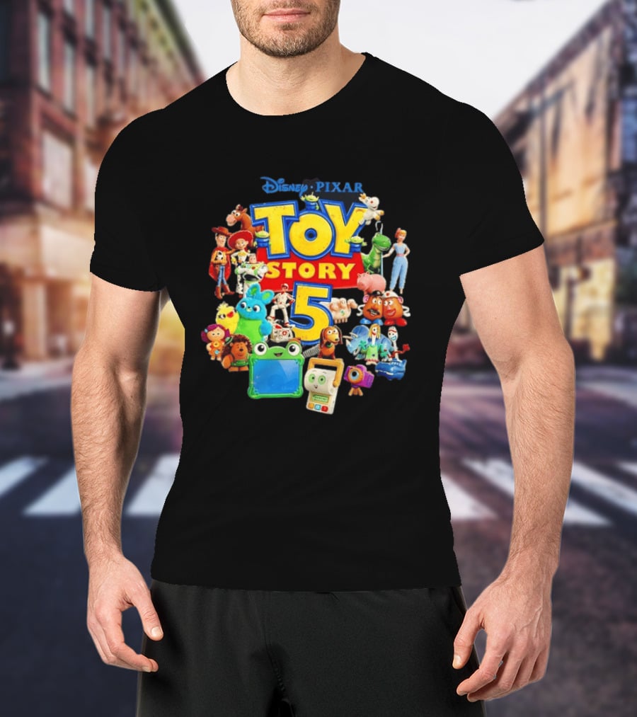 Disney Pixar Toy Story 5 Characters Collection Woody Buzz Rex Bo Peep Mr Potato Head Slinky Jessie Forky T-Shirt