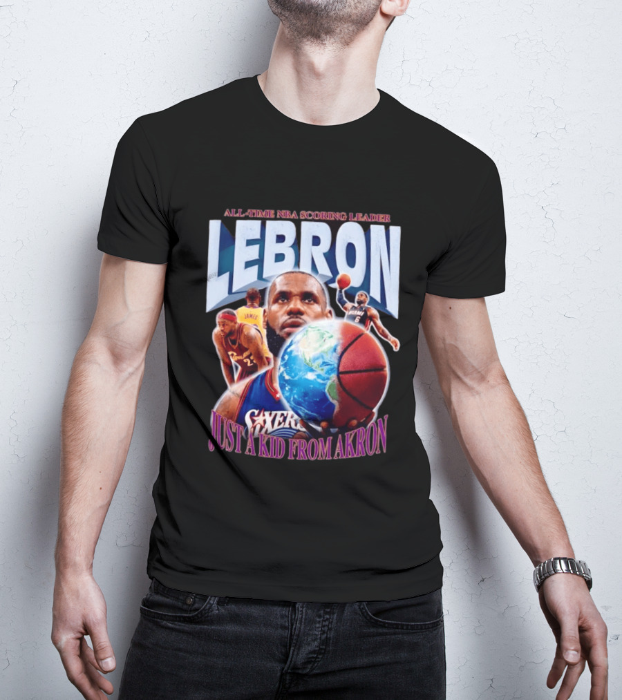 LeBron All Time NBA Scoring Leader Just A Kid From Akron T-Shirt