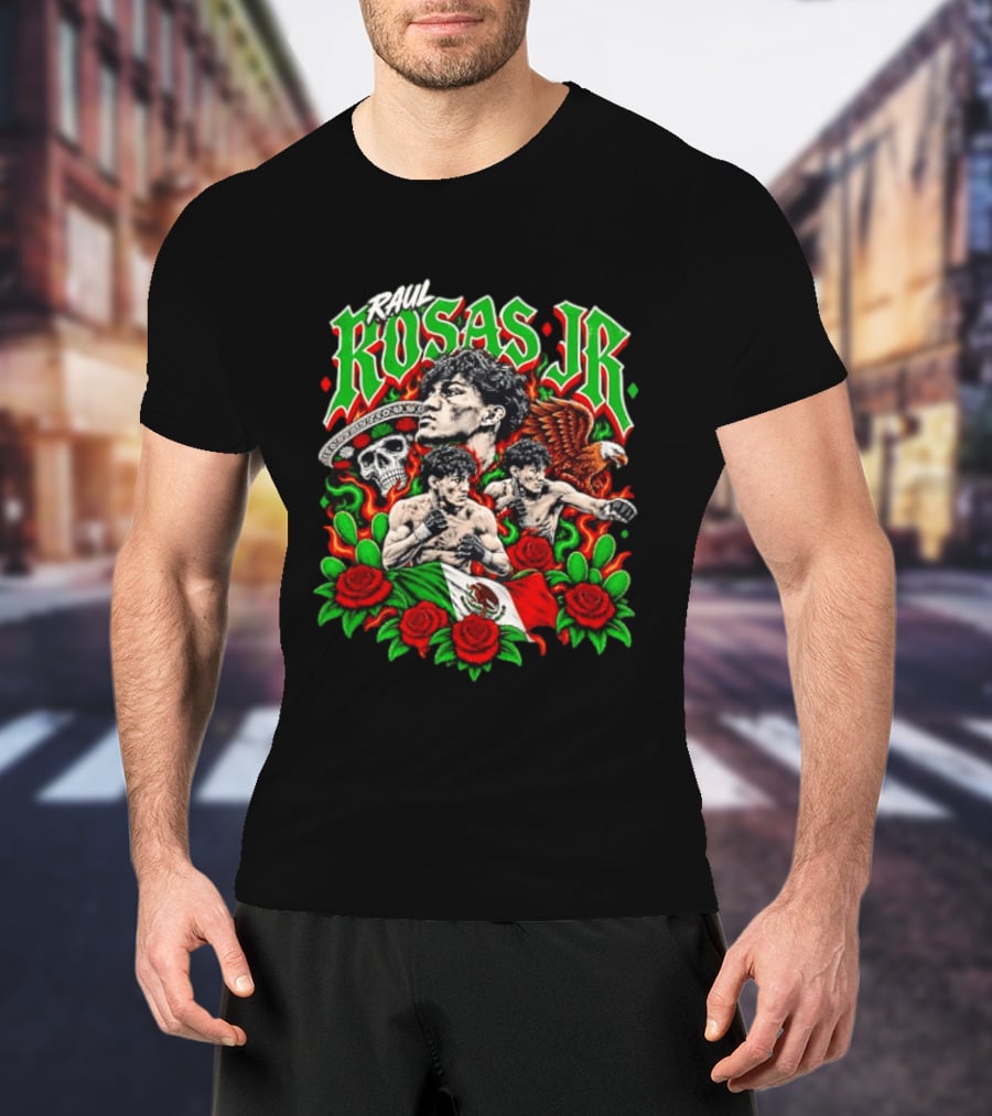 Raúl Rosas Jr UFC Mexican Flag Rose Skull Eagle T-Shirt