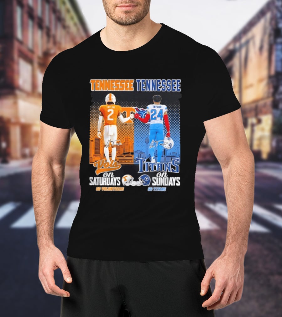 Tennessee Volunteers On Saturdays Go Volunteers Tennessee Titans On Sundays Go Titans T-Shirt