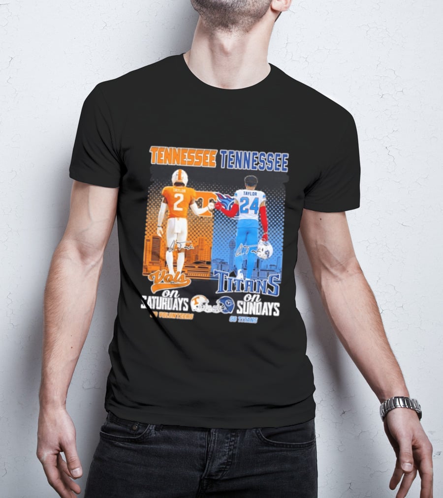 Tennessee Volunteers On Saturdays Go Volunteers Tennessee Titans On Sundays Go Titans T-Shirt