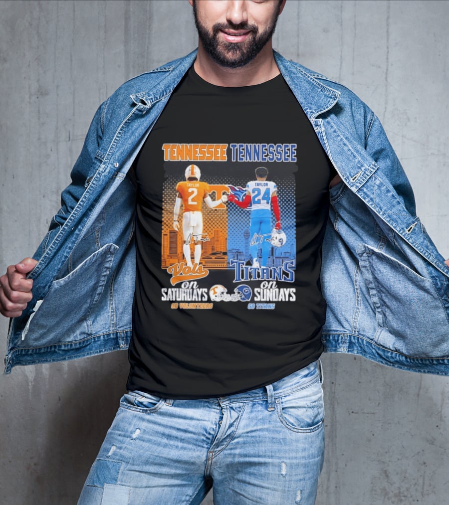Tennessee Volunteers On Saturdays Go Volunteers Tennessee Titans On Sundays Go Titans T-Shirt