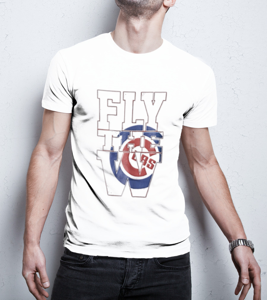 Fly The W Chicago Cubs Large Lettering Red And Blue T-Shirt