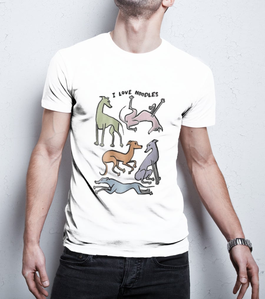 I Love Noodles Five Colorful Greyhound Dogs T-Shirt