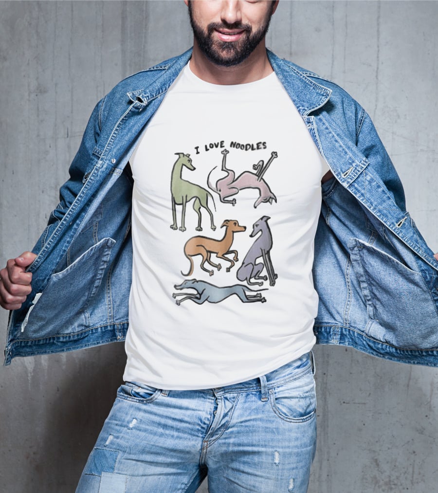 I Love Noodles Five Colorful Greyhound Dogs T-Shirt