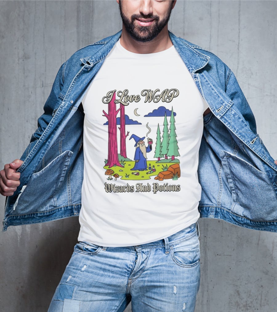 I Love WAP Wizards And Potions Vintage Wizard Forest Scene T-Shirt