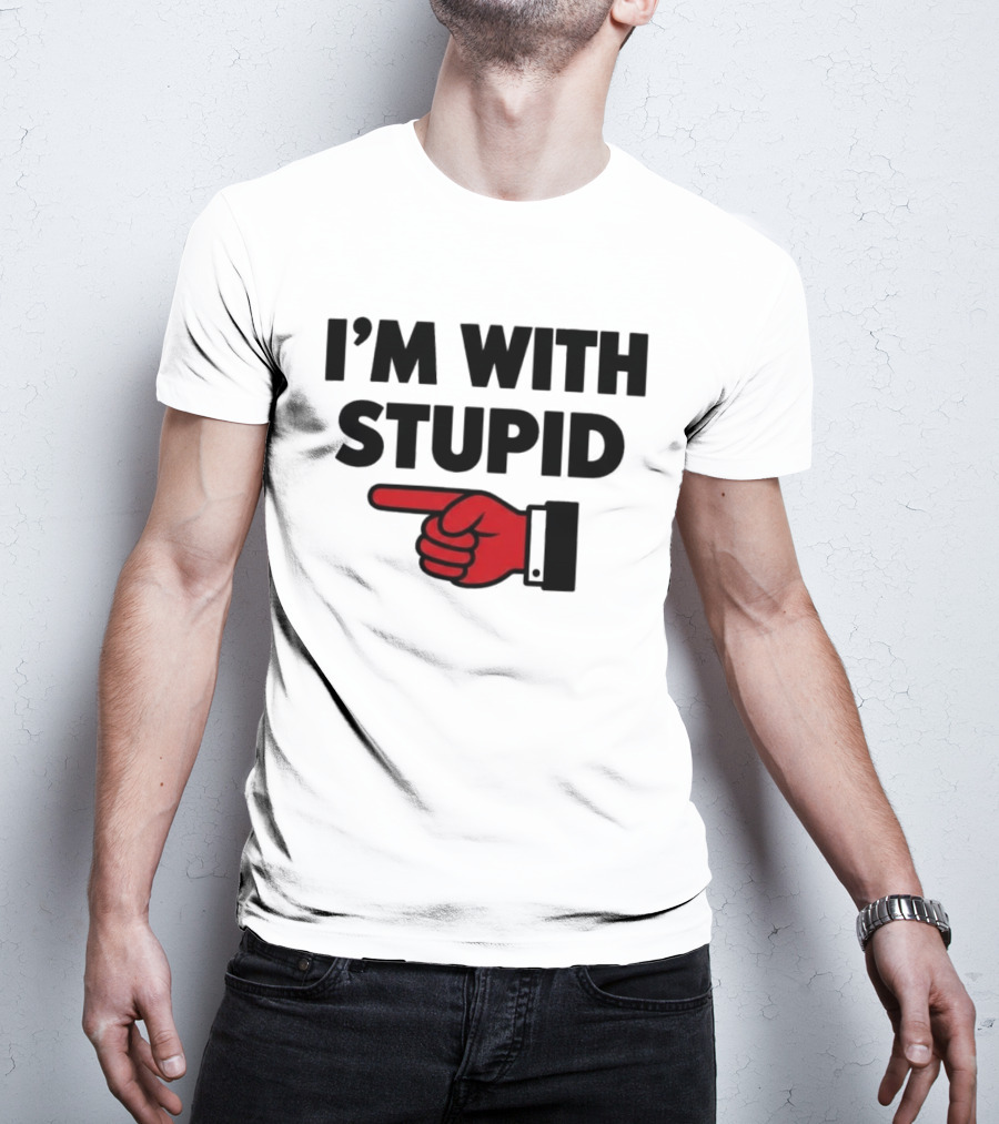 I'm With Stupid Red Foam Finger Gesture T-Shirt