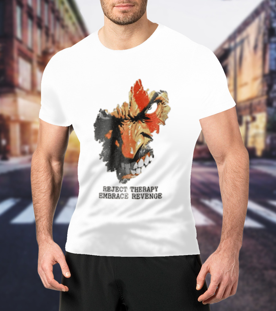 Reject Therapy Embrace Revenge Kratos Angry Bearded Man Red Tattoo God Of War T-Shirt