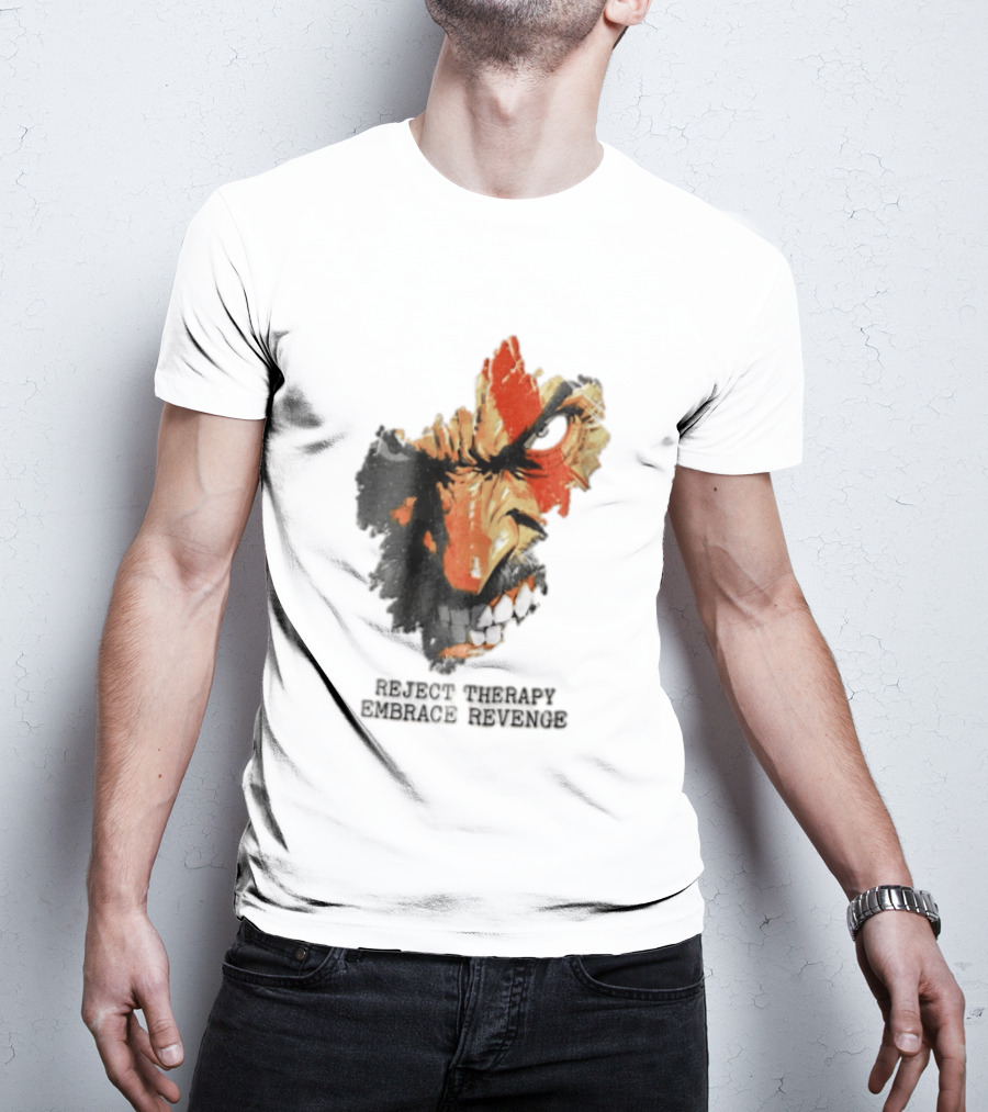 Reject Therapy Embrace Revenge Kratos Angry Bearded Man Red Tattoo God Of War T-Shirt