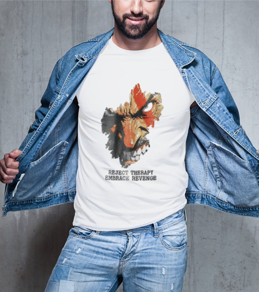 Reject Therapy Embrace Revenge Kratos Angry Bearded Man Red Tattoo God Of War T-Shirt