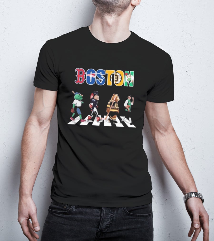 Boston Sports Mascots Abbey Road T-Shirt
