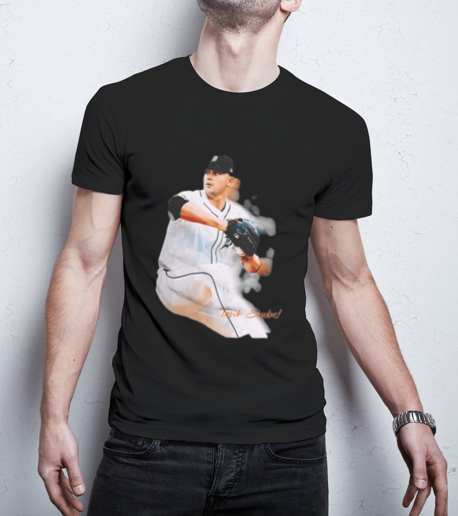 Detroit Tigers Tarik Skubal Pitcher Action Baseball T-Shirt