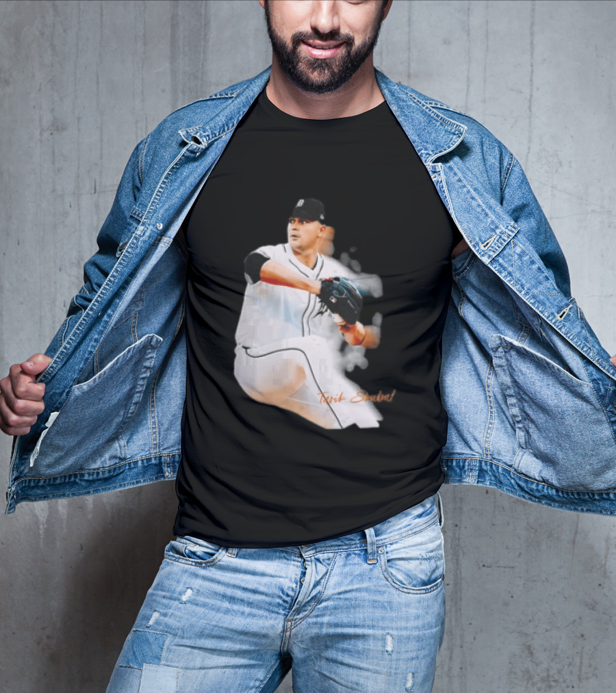 Detroit Tigers Tarik Skubal Pitcher Action Baseball T-Shirt