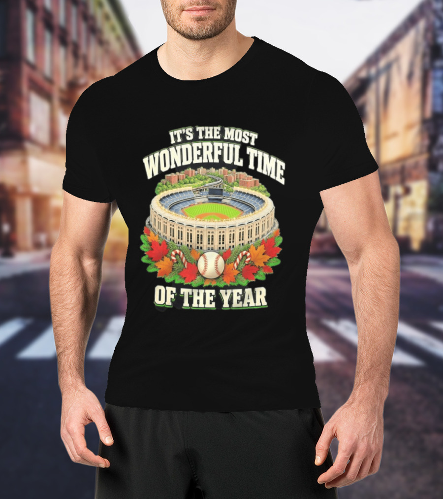 It's The Most Wonderful Time New York Yankee Stadium Baseball Holiday Season T-Shirt