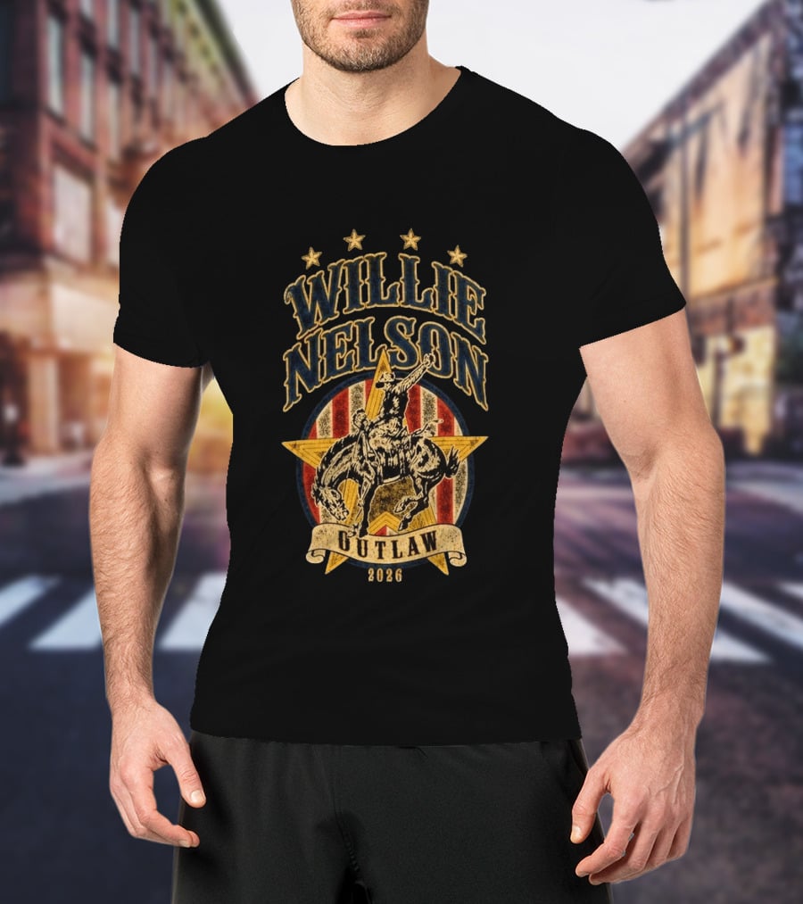 Willie Nelson Outlaw Tour 2026 Cowboy Star Rider T-Shirt