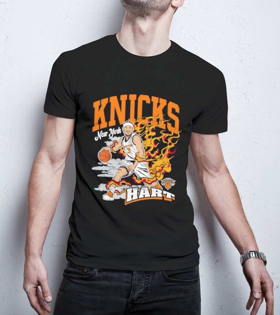 New York Knicks Josh Hart No 3 Basketball Fire T-Shirt