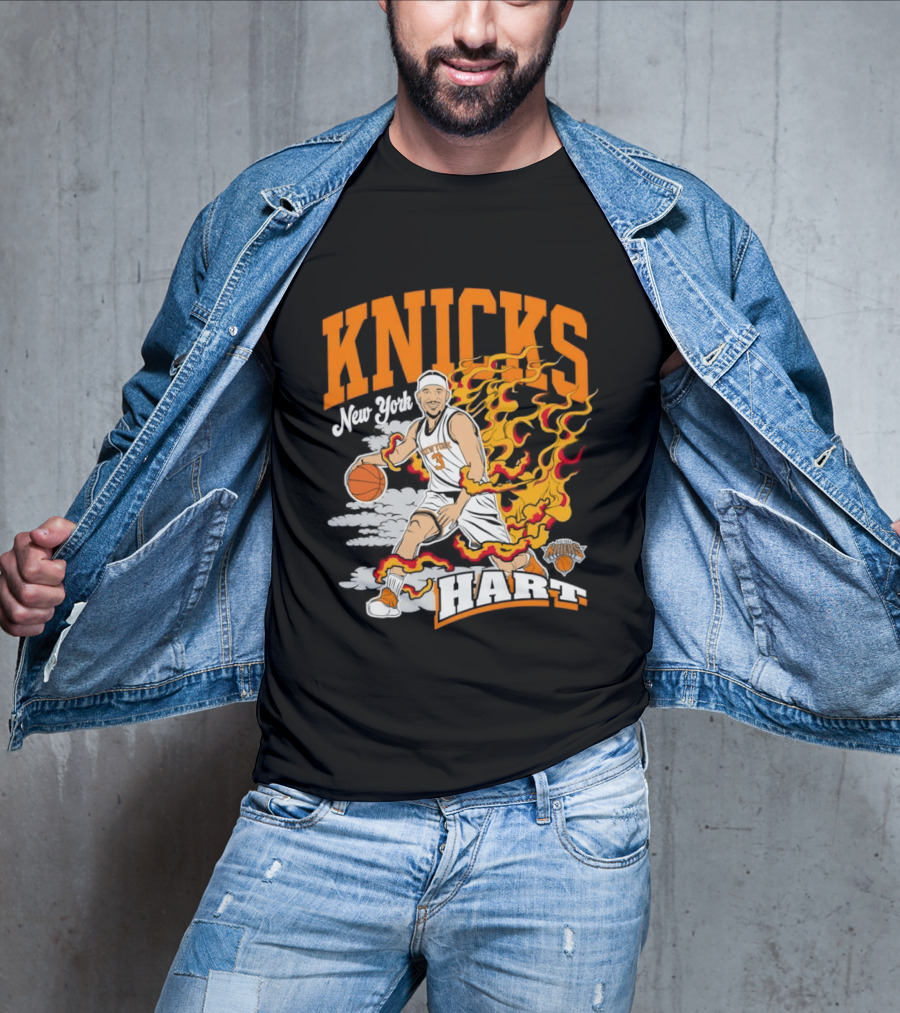 New York Knicks Josh Hart No 3 Basketball Fire T-Shirt