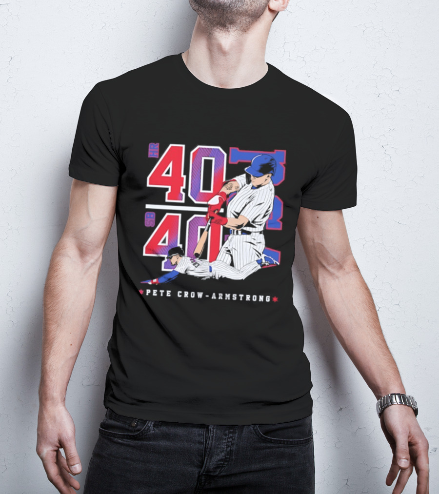Pete Crow Armstrong 40 40 HR SB Club Chicago Cubs Players T-Shirt