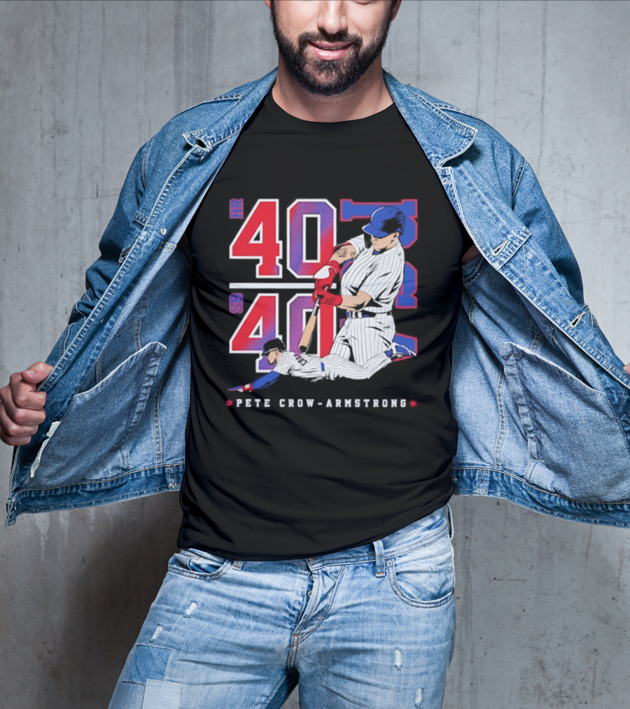 Pete Crow Armstrong 40 40 HR SB Club Chicago Cubs Players T-Shirt