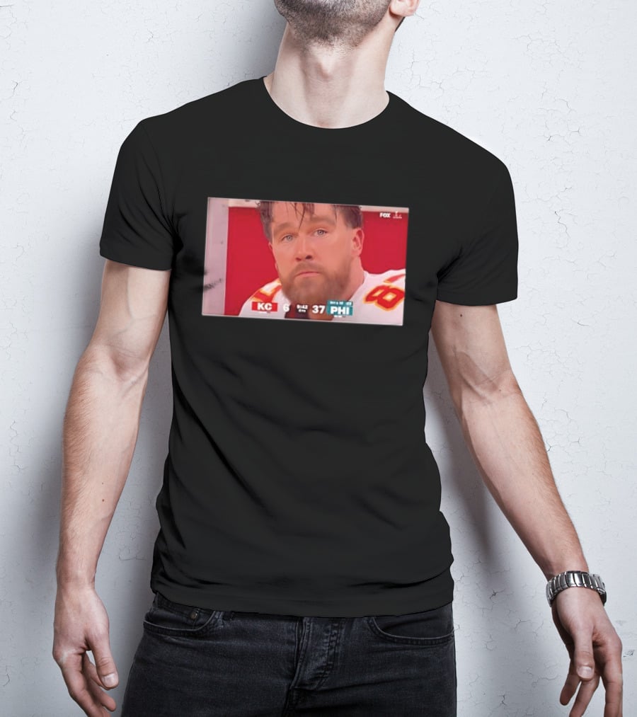 Kelce's Face Disappointment KC 6 PHI 37 NFL Football Game Loss T-Shirt