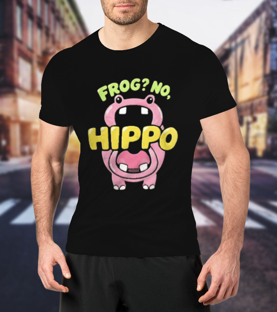 Frog No Hippo Pink Character Cartoon Playful T-Shirt