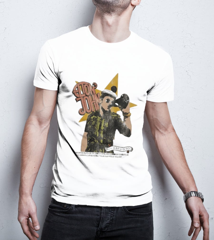 Elton John Saturday Nights Alright For Fighting Retro Style Japanese T-Shirt