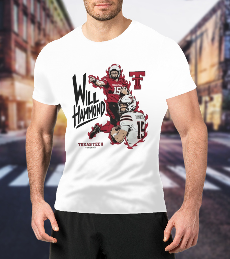 Texas Tech Red Raiders No 15 Will Hammond Football Player Collage T-Shirt