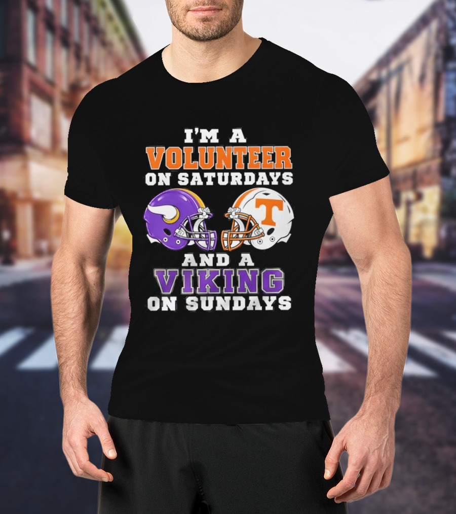 I'm A Volunteer On Saturdays And A Viking On Sundays Football Helmets T-Shirt