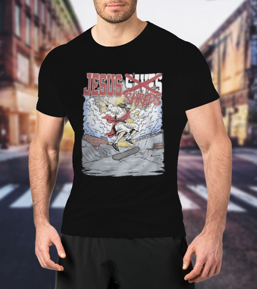 Jesus Shreds Skateboarding Ramp Savior Extreme Sports T-Shirt