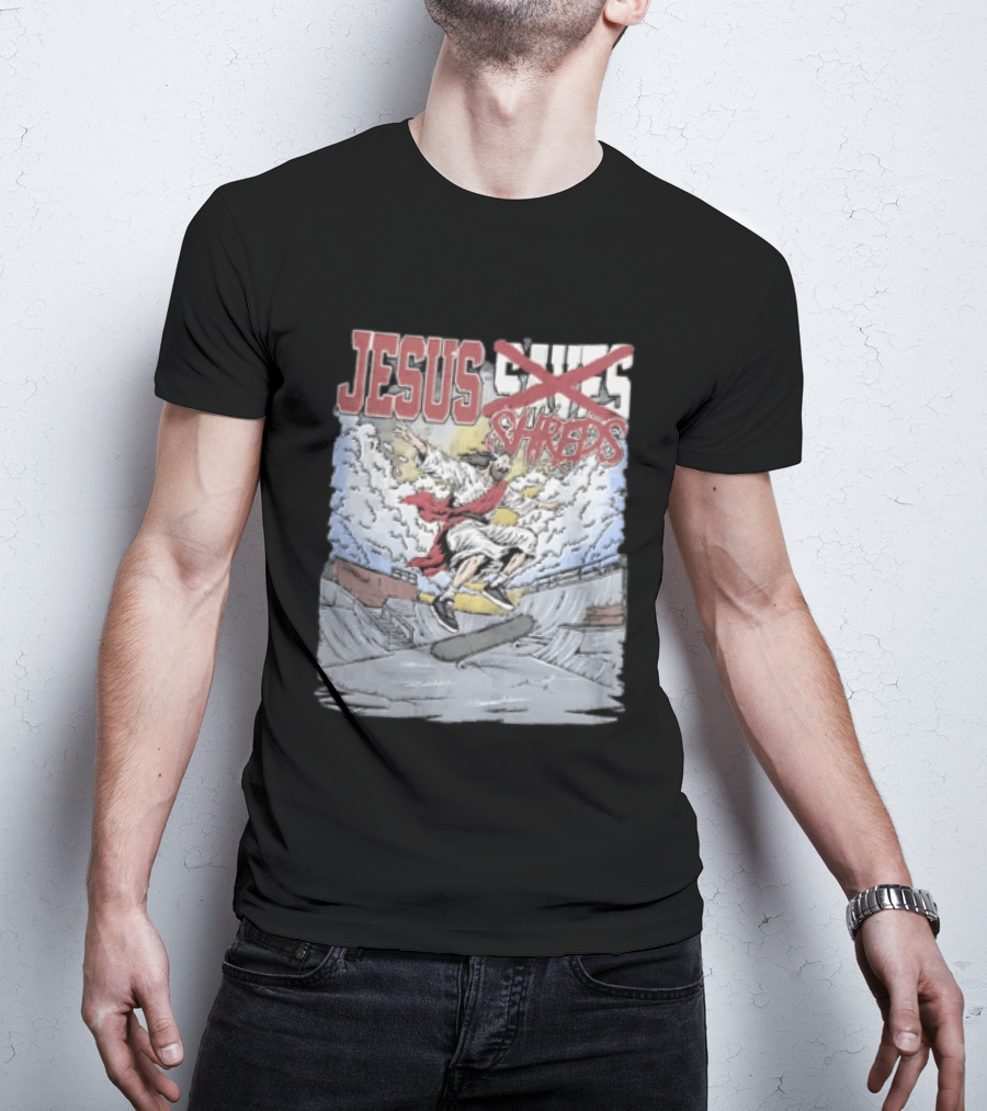 Jesus Shreds Skateboarding Ramp Savior Extreme Sports T-Shirt