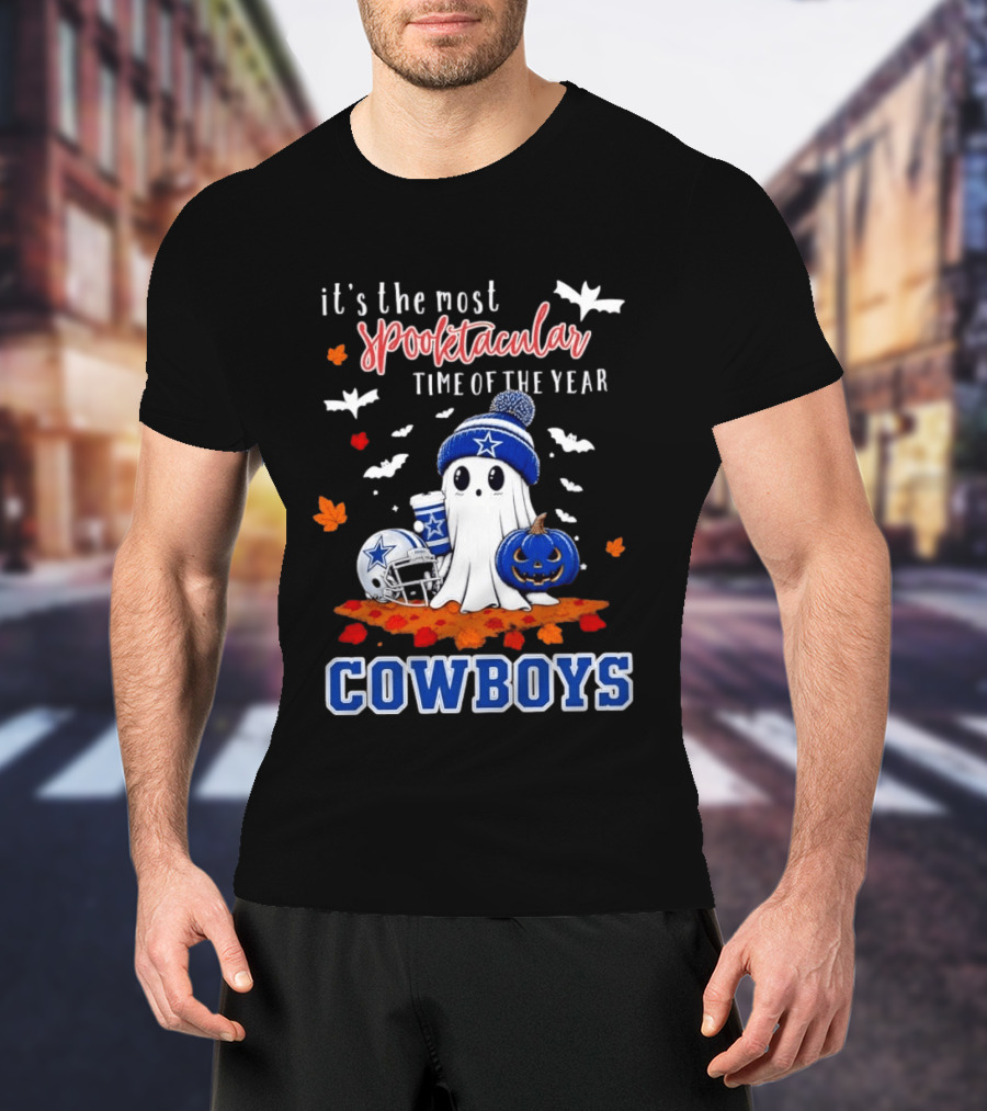 It's The Most Spooktacular Time Of The Year Cowboys Halloween Ghost Pumpkin Football T-Shirt