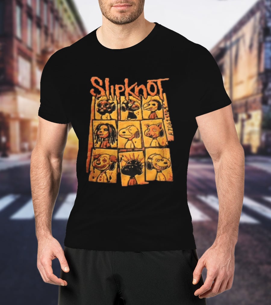 Slipknot Characters In Panels With Numbers And Cartoon Faces T-Shirt