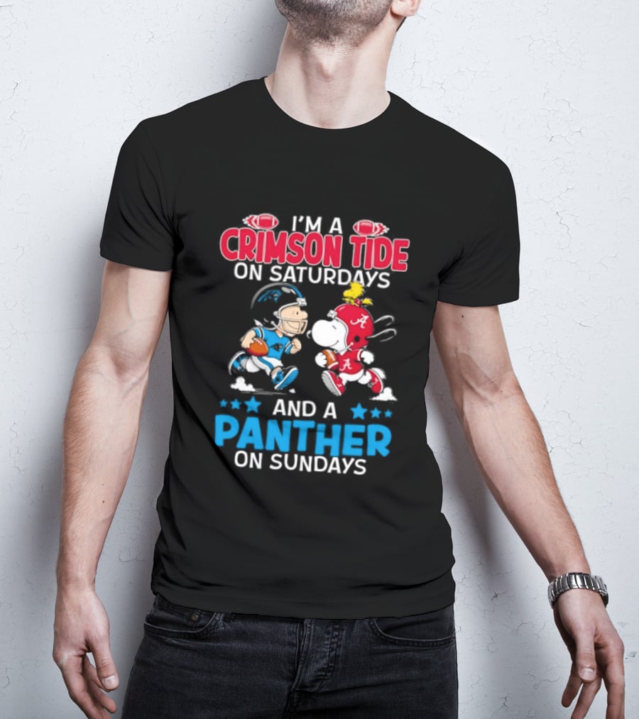 I'm A Crimson Tide On Saturdays And A Panther On Sundays Snoopy And Charlie Brown T-Shirt
