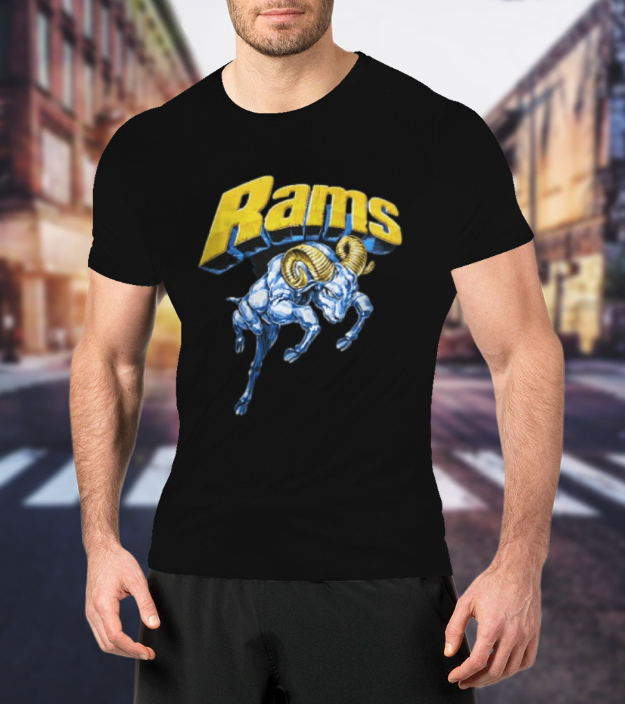 Rams Blue Bull Charging With Golden Horns Majestic Power T-Shirt