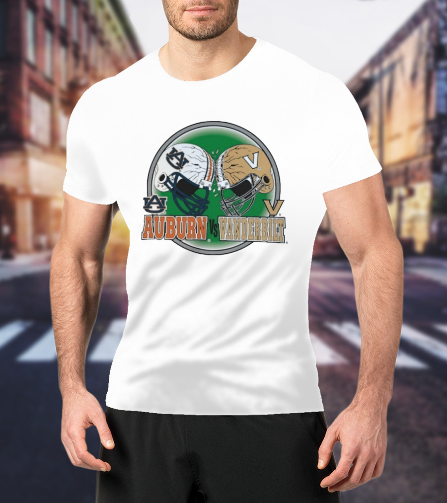 Auburn Tigers Vs Vanderbilt Commodores Football Helmets Clash T-Shirt