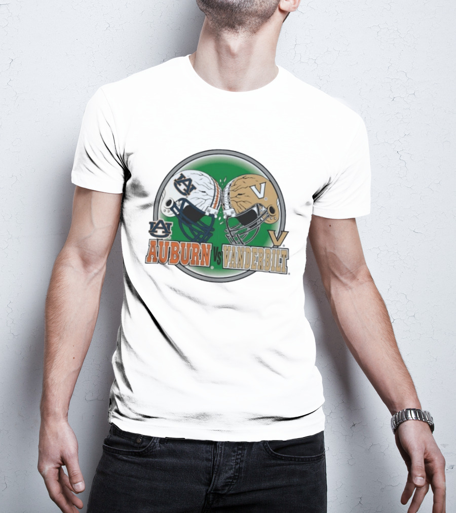 Auburn Tigers Vs Vanderbilt Commodores Football Helmets Clash T-Shirt
