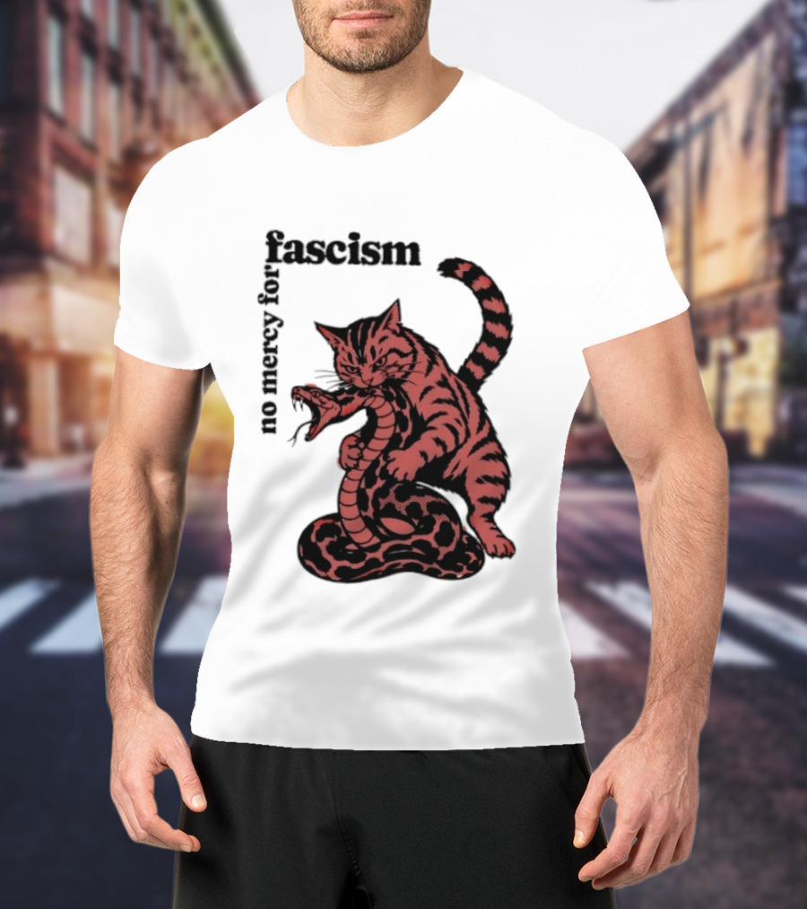 No Mercy For Fascism Cat And Snake T-Shirt