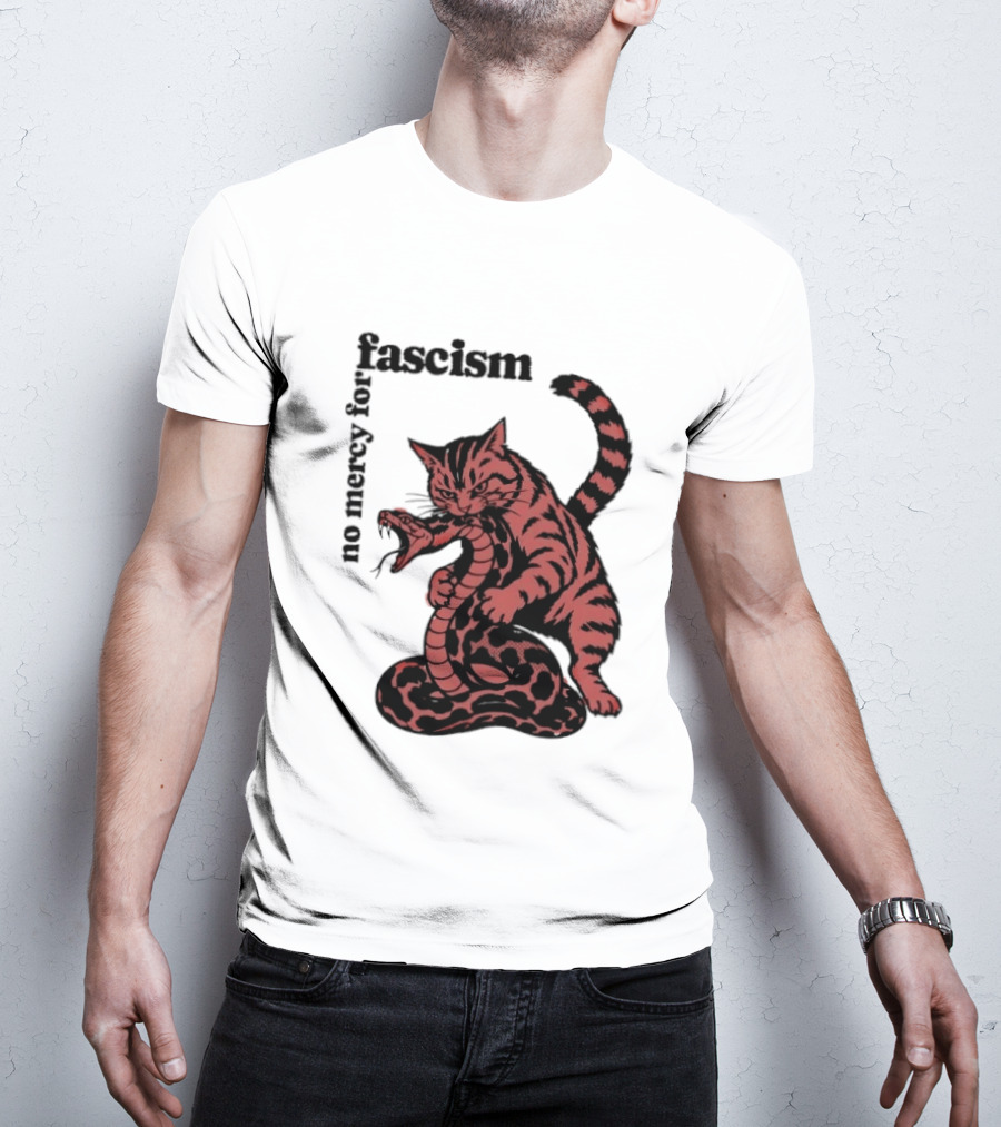 No Mercy For Fascism Cat And Snake T-Shirt