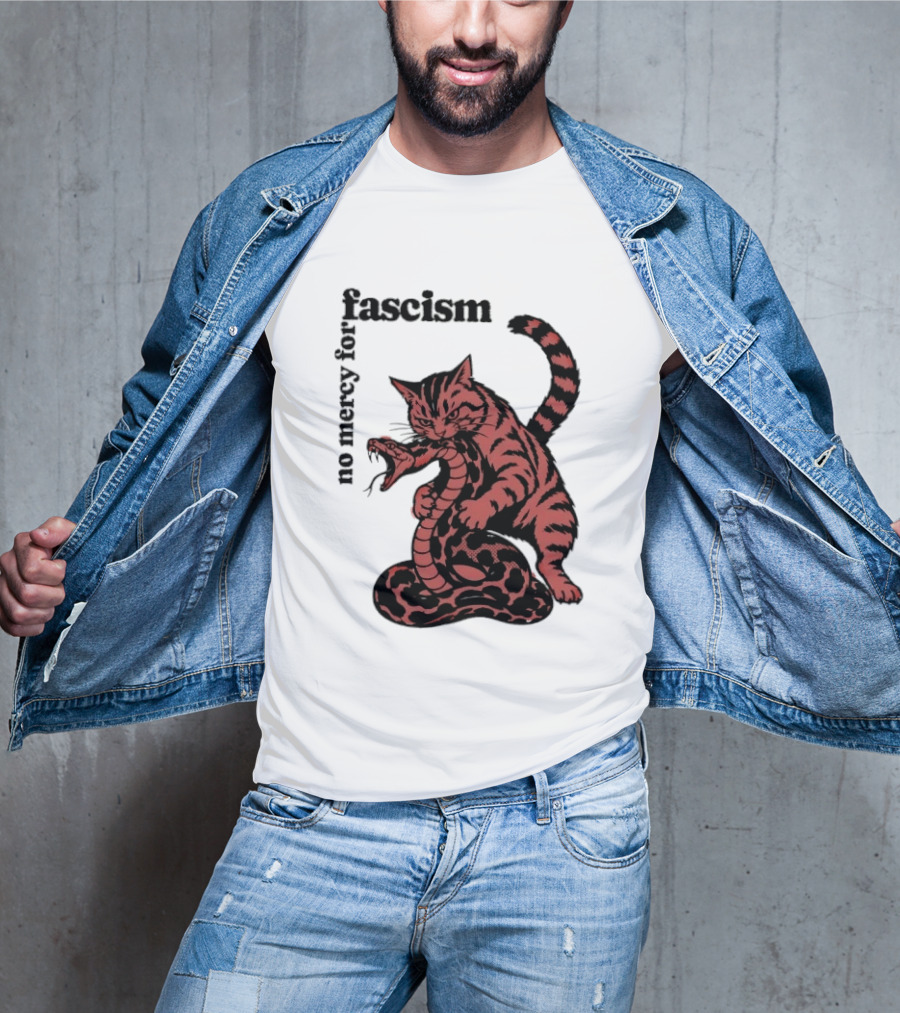 No Mercy For Fascism Cat And Snake T-Shirt