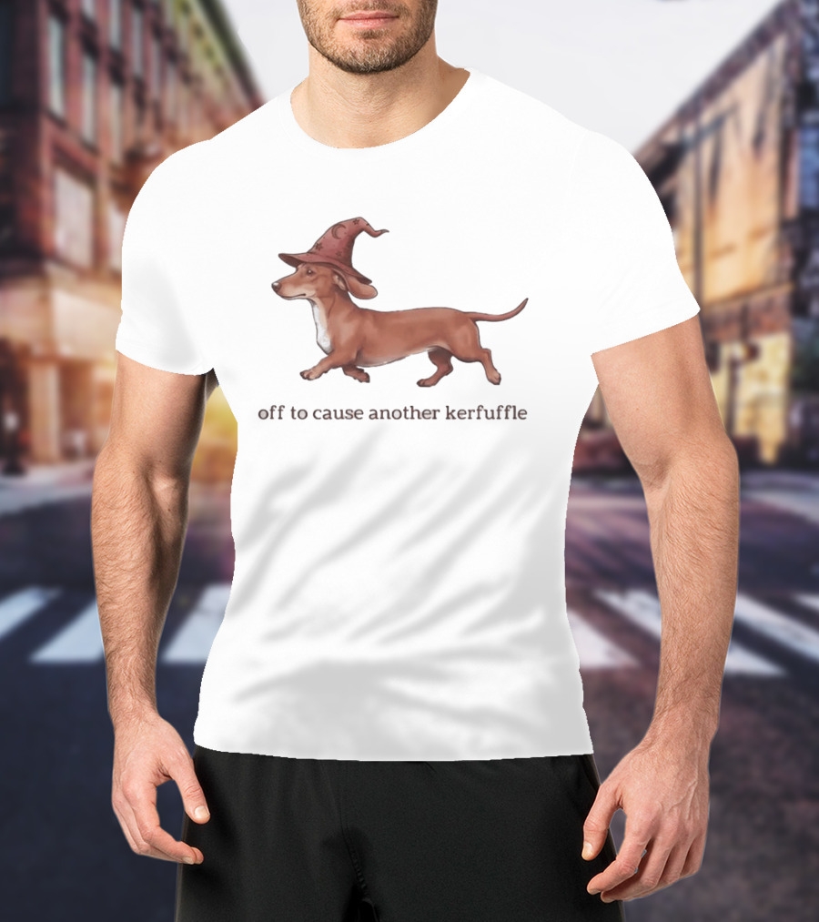 Off To Cause Another Kerfuffle Dachshund Wizard T-Shirt