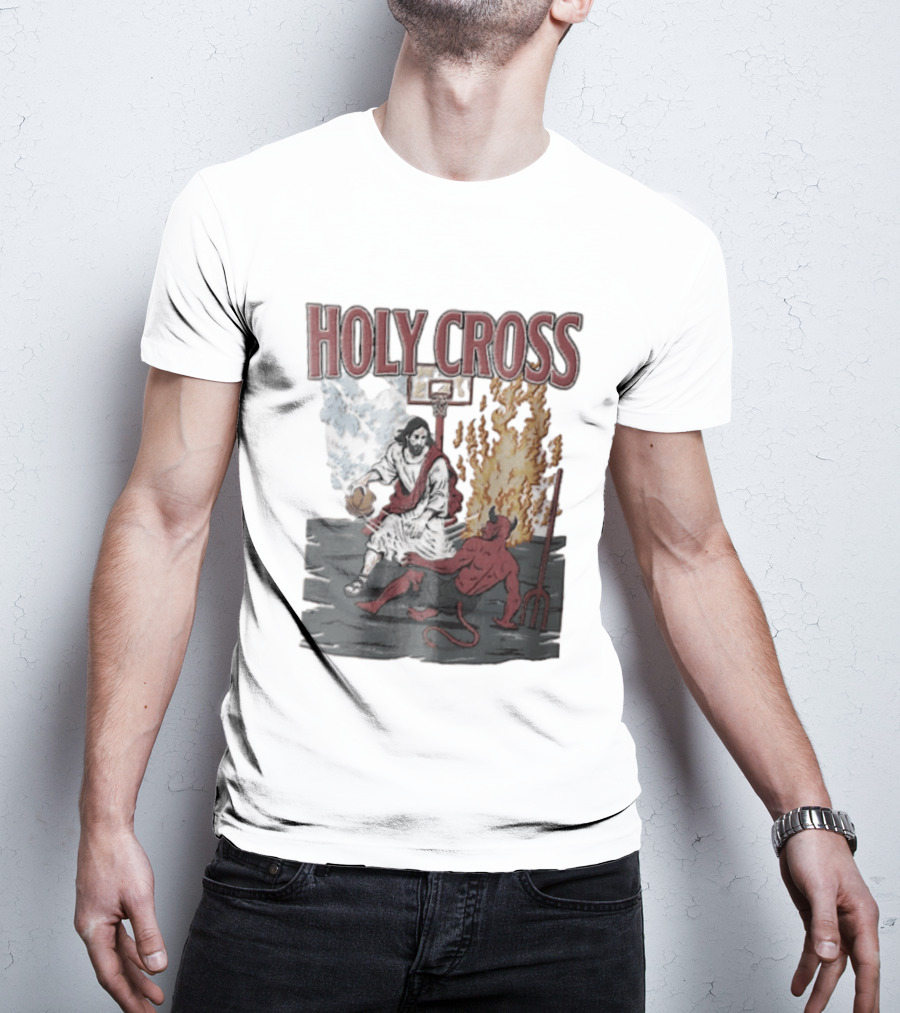Holy Cross Basketball Player Versus Devil Duel T-Shirt
