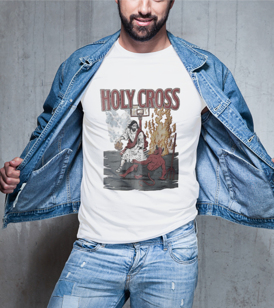 Holy Cross Basketball Player Versus Devil Duel T-Shirt