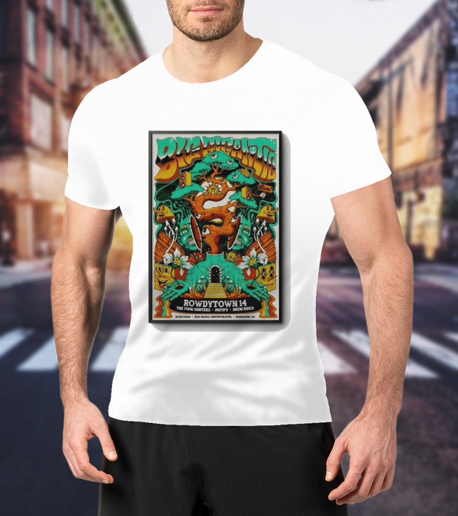 Big Gigantic Live Rowdytown 14 Red Rocks Amphitheatre September 26 2026 Morrison CO The Funk Hunters Motifv Drew Birch T-Shirt