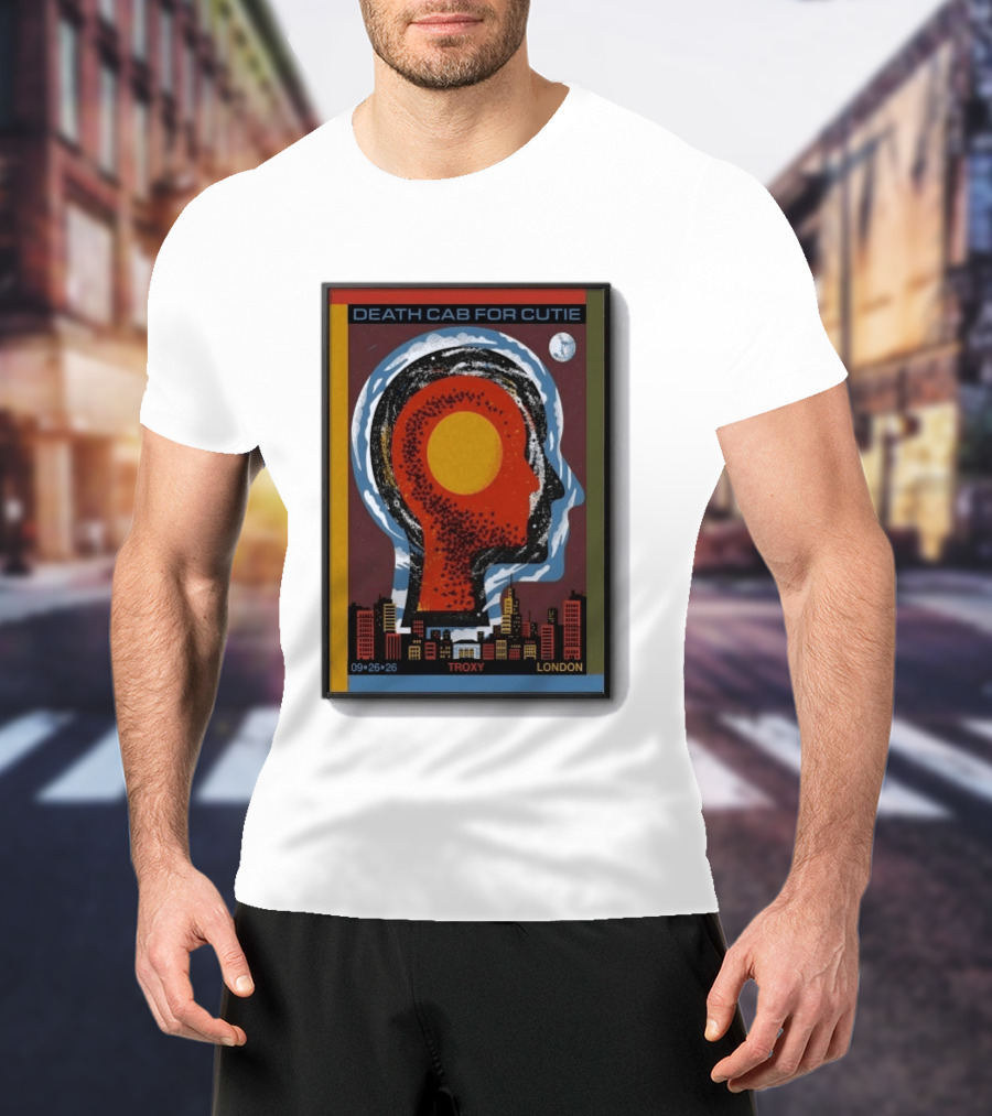 Death Cab For Cutie Troxy London 09.26.26 Concert Urban Skyline And Moon T-Shirt