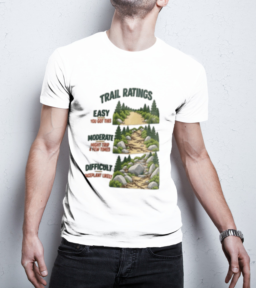 Trail Ratings Easy You Got This Moderate Might Trip A Few Times Difficult Acceptable Injury T-Shirt