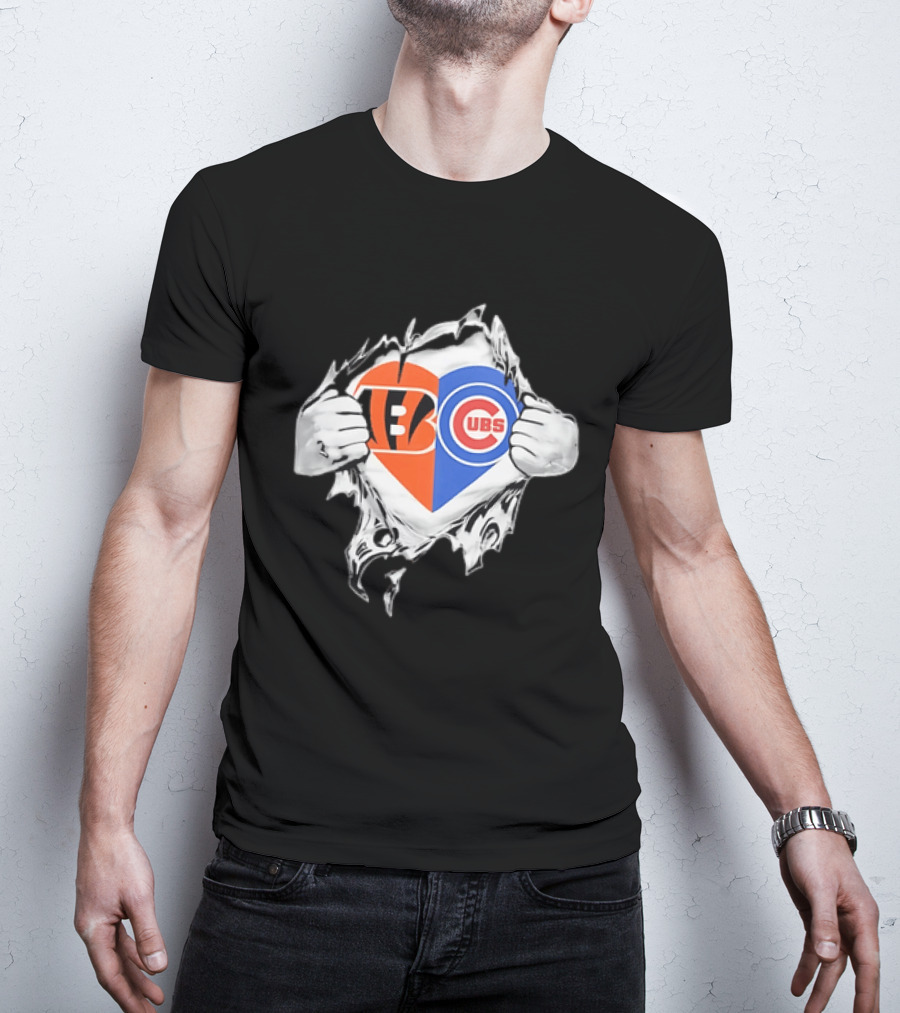 Bengals Cubs Split Heart Tattered T-Shirt