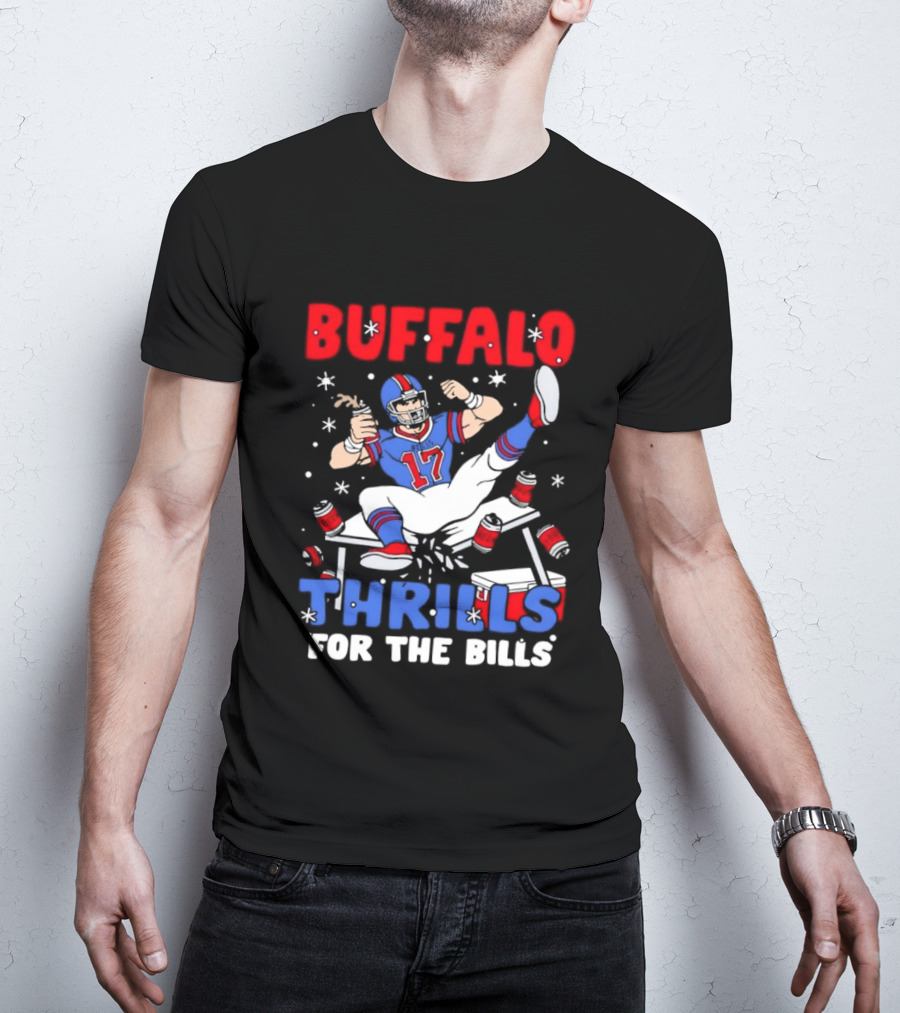 Buffalo Bills 17 Thrills Josh Allen Table Celebration T-Shirt